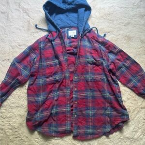 American Eagle Outfitters Red and Blue Utility Jacket